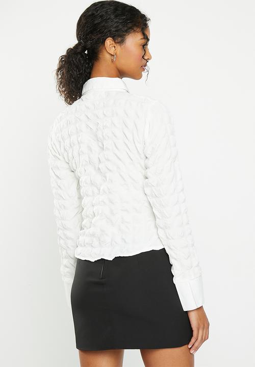 Daisy Street - Bubble cotton shirt - white