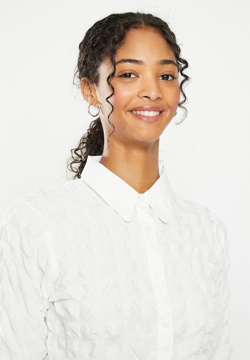 Daisy Street - Bubble cotton shirt - white