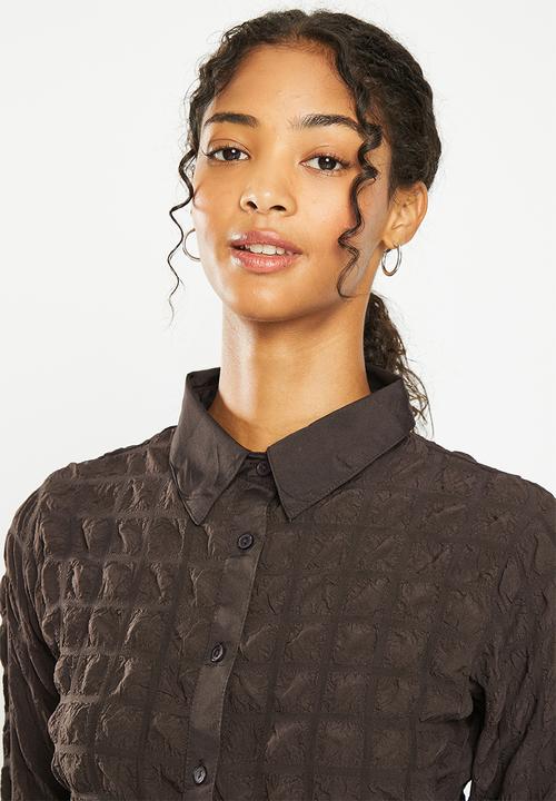 Daisy Street - Bubble cotton shirt - brown
