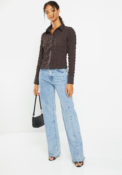 Daisy Street - Bubble cotton shirt - brown