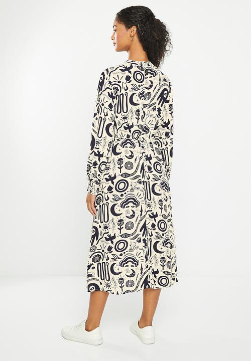 Superdry. - Vintage long sleeve midi dress - nomad print