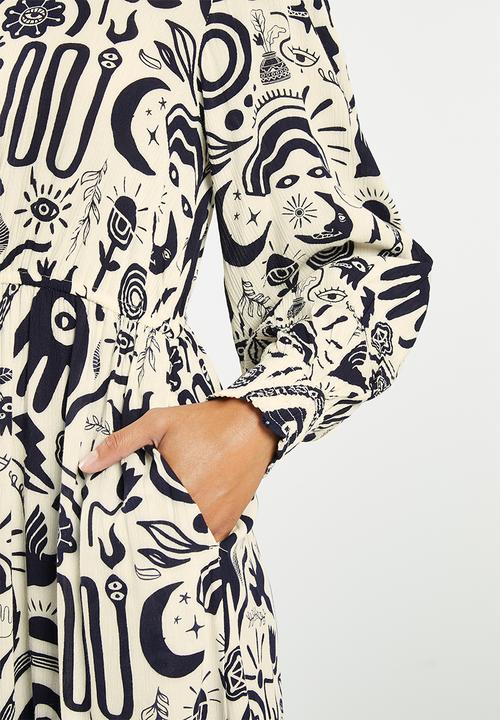 Superdry. - Vintage long sleeve midi dress - nomad print