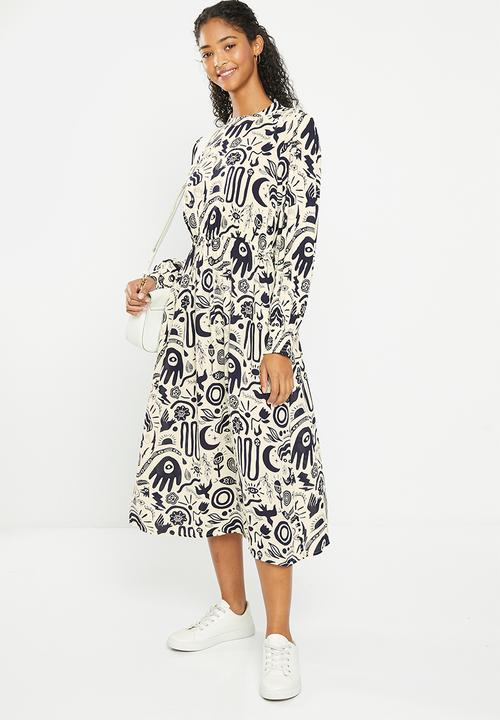 Superdry. - Vintage long sleeve midi dress - nomad print