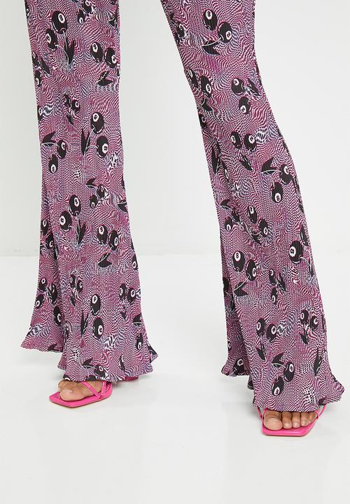 Daisy Street - Printed plisse trousers - cherry print