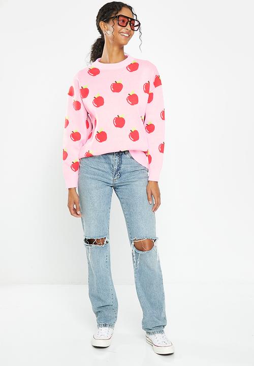 Daisy Street - Apple knitted jumper - pink