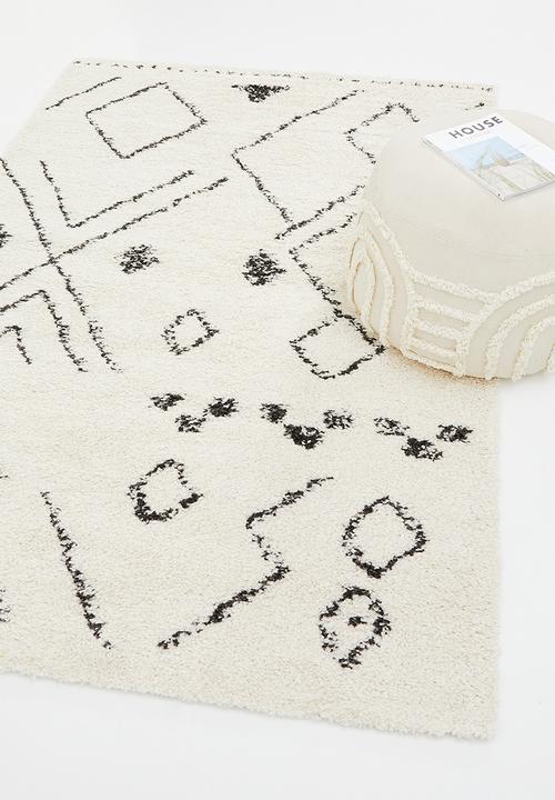 Fotakis - Graphic gipsy shaggy rug - cream/black
