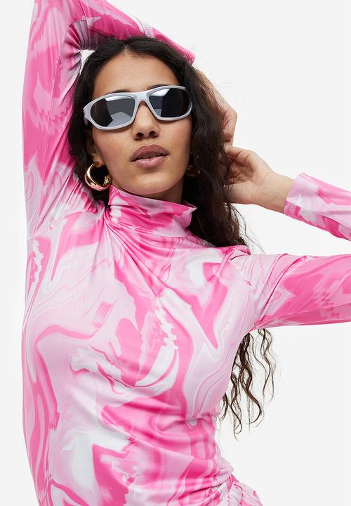H&M - Long-sleeved jersey top - light pink/tie-dye