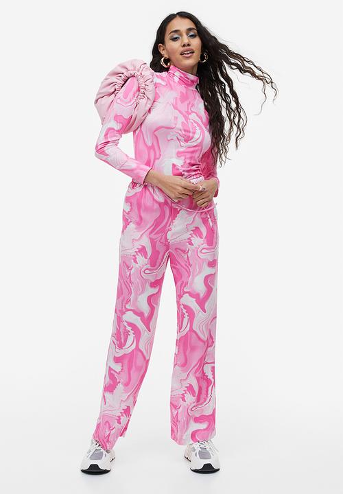 H&M - Long-sleeved jersey top - light pink/tie-dye