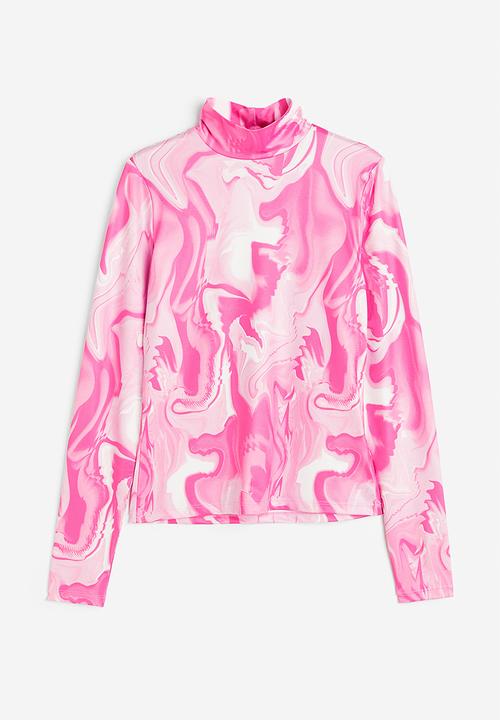 H&M - Long-sleeved jersey top - light pink/tie-dye