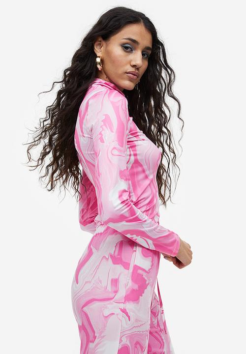 H&M - Long-sleeved jersey top - light pink/tie-dye