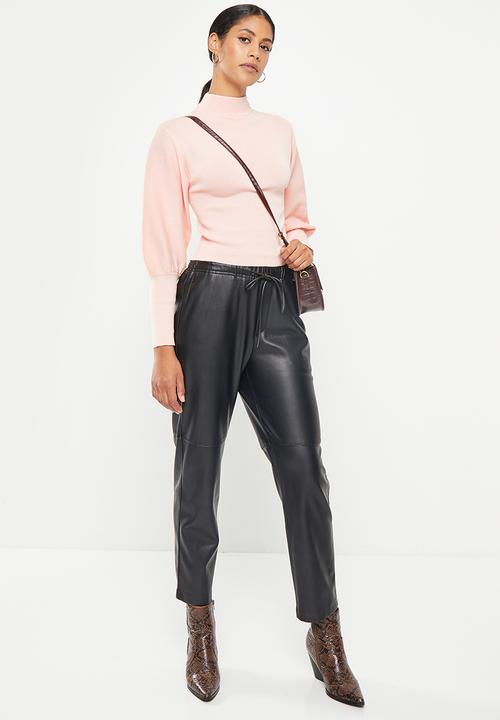 dailyfriday - Blouson sleeve high neck top - light pink