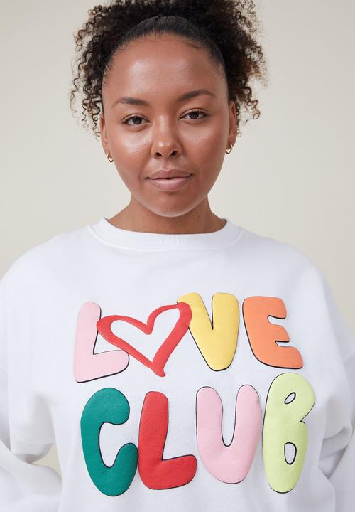 Cotton On - Curve classic graphic sweatshirt - love club/off white