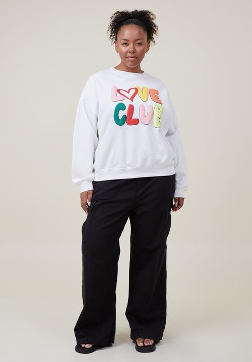 Cotton On - Curve classic graphic sweatshirt - love club/off white