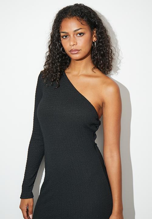Superbalist - Asymetric ruched side detail midi dress - black