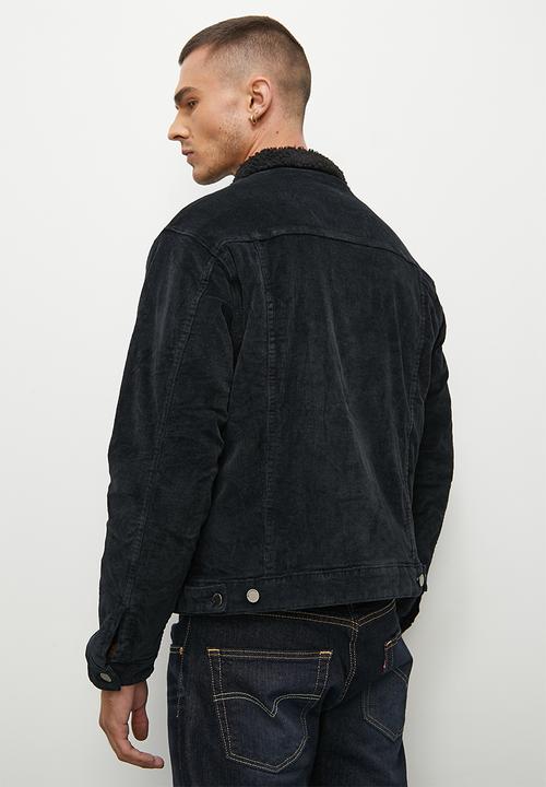 Superbalist - Tibet lined corduroy trucker - black