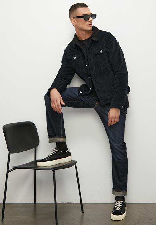 Superbalist - Tibet lined corduroy trucker - black