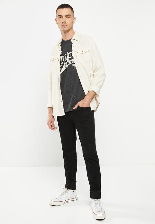 Superdry. - Vintage script style coll tee - charcoal marl
