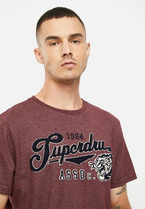 Superdry. - Vintage script style coll tee - port marl