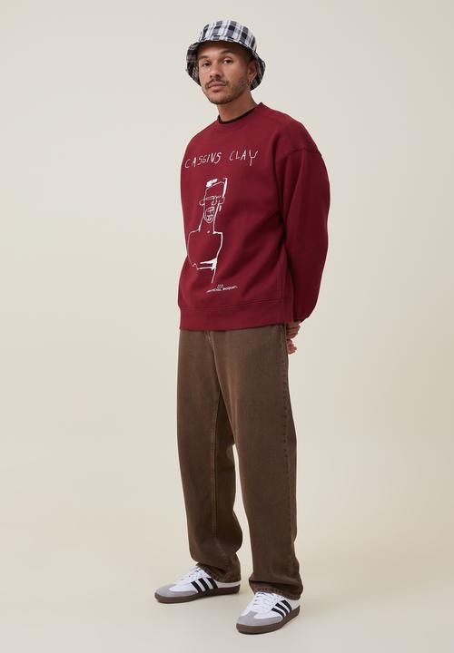 Cotton On - Basquiat oversized crew sweater - lcn bsq crimson/basquiat - cassius c