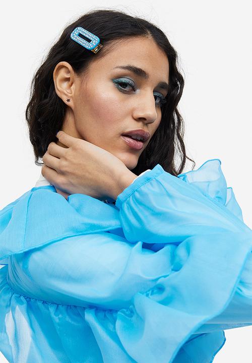 H&M - Flounced organza blouse - sky blue