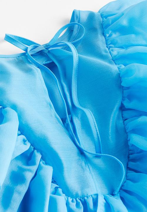 H&M - Flounced organza blouse - sky blue