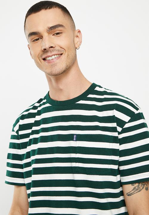 Superdry. - Vintage stripe tee - enamel green & ecru
