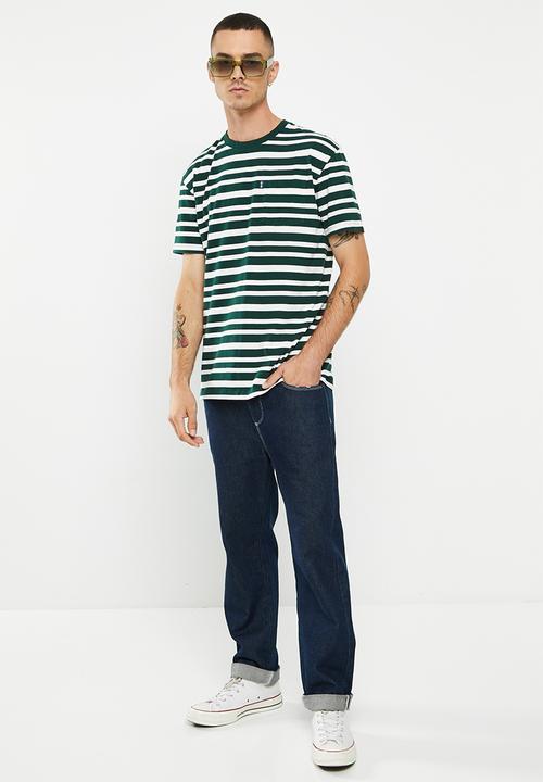 Superdry. - Vintage stripe tee - enamel green & ecru
