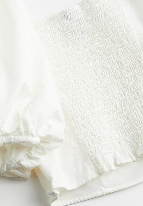 H&M - Puff-sleeved poplin blouse - cream