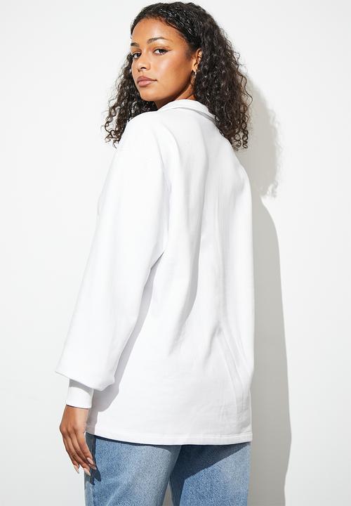Superbalist - Longer length collared sweat - white