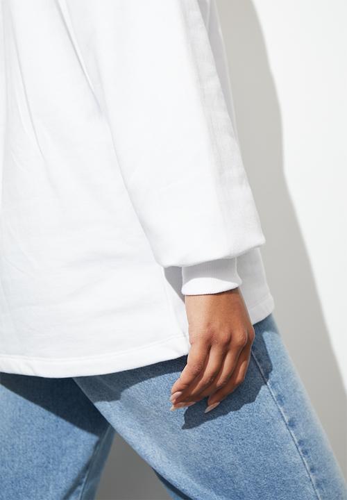 Superbalist - Longer length collared sweat - white