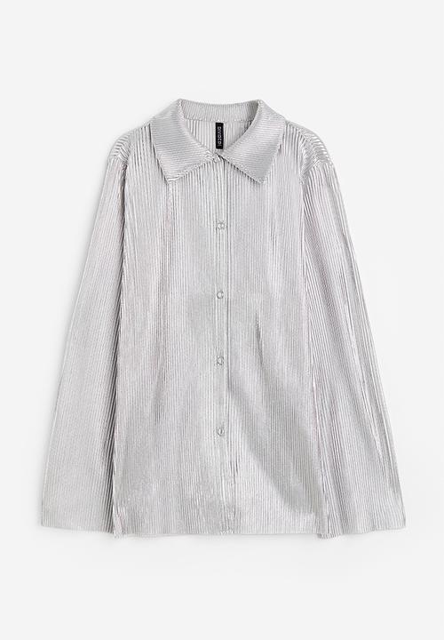 H&M - Shimmering metallic pleated shirt - silver-coloured