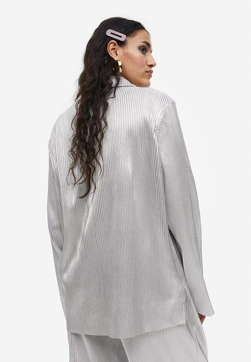 H&M - Shimmering metallic pleated shirt - silver-coloured
