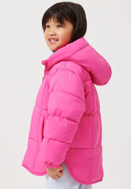 Cotton On - Unisex hooded puffer jacket - raspberry pink