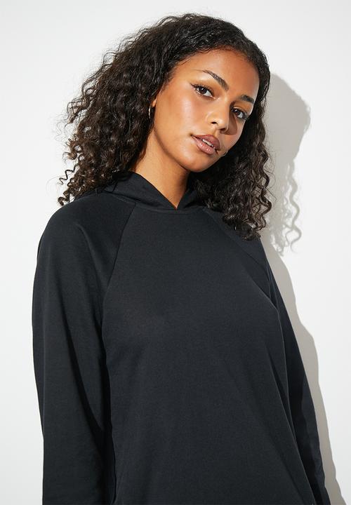 Superbalist - Curved hem hooded sweat dress - black