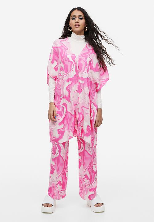 H&M - V-neck kaftan dress - light pink/tie-dye