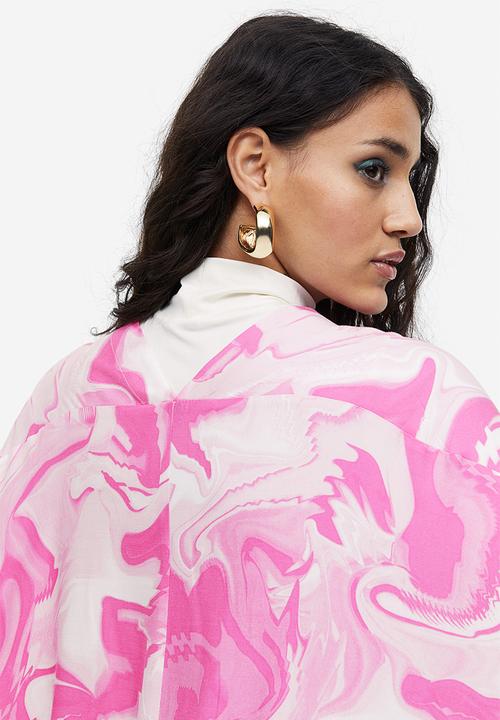 H&M - V-neck kaftan dress - light pink/tie-dye