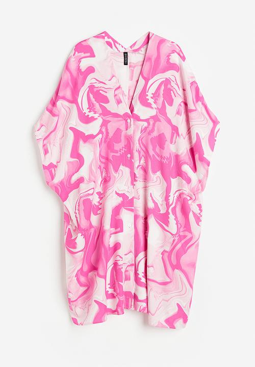 H&M - V-neck kaftan dress - light pink/tie-dye