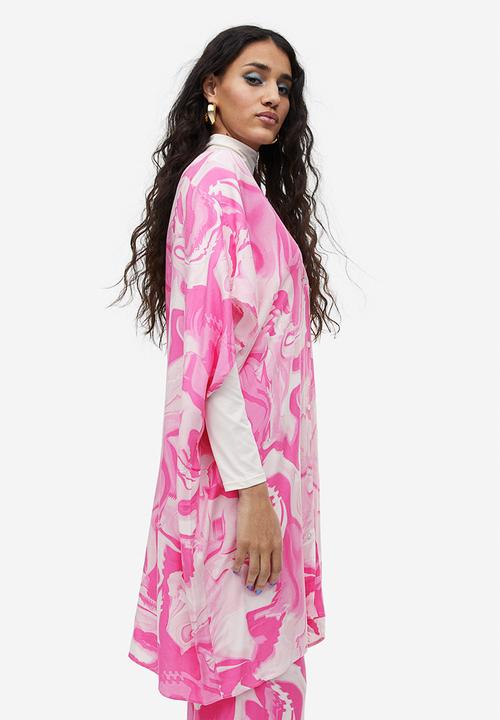 H&M - V-neck kaftan dress - light pink/tie-dye