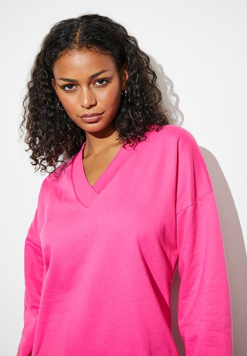 Superbalist - crossover v-neck sweat dress - pink