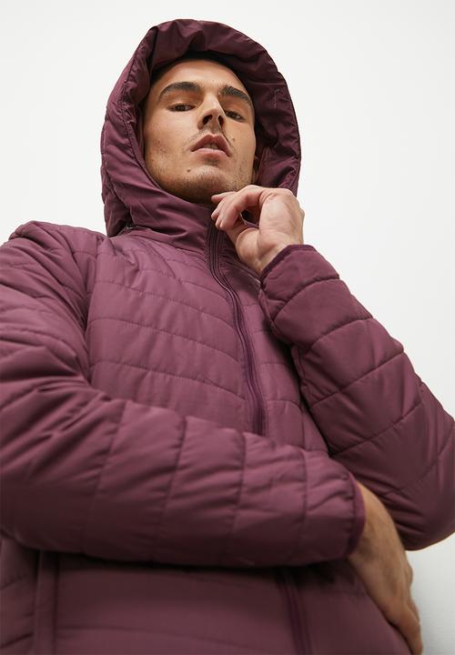 Superbalist - Hobbs lightweight hooded puffer jacket - burgundy