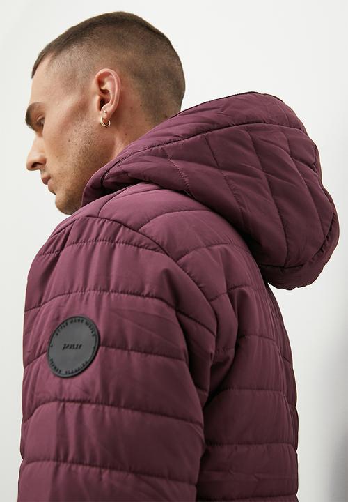 Superbalist - Hobbs lightweight hooded puffer jacket - burgundy