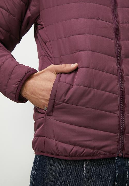 Superbalist - Hobbs lightweight hooded puffer jacket - burgundy