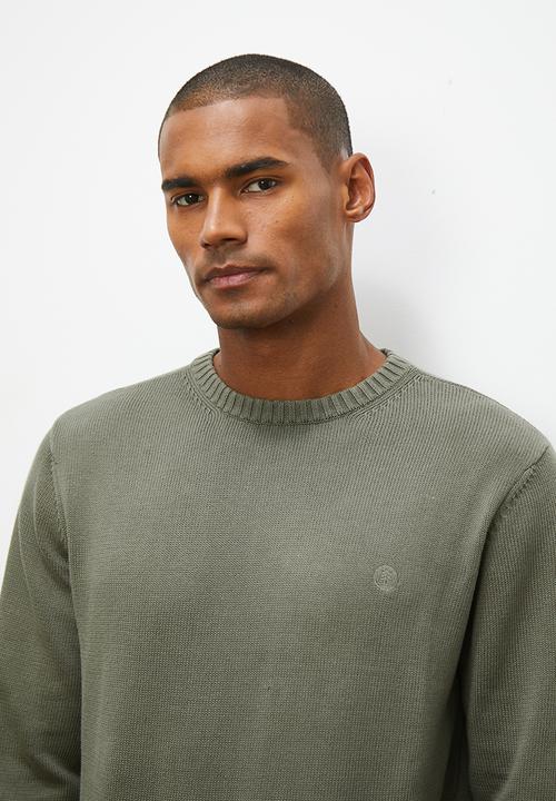 Lark & Crosse - Enzyme washed regular fit textured knit - olive