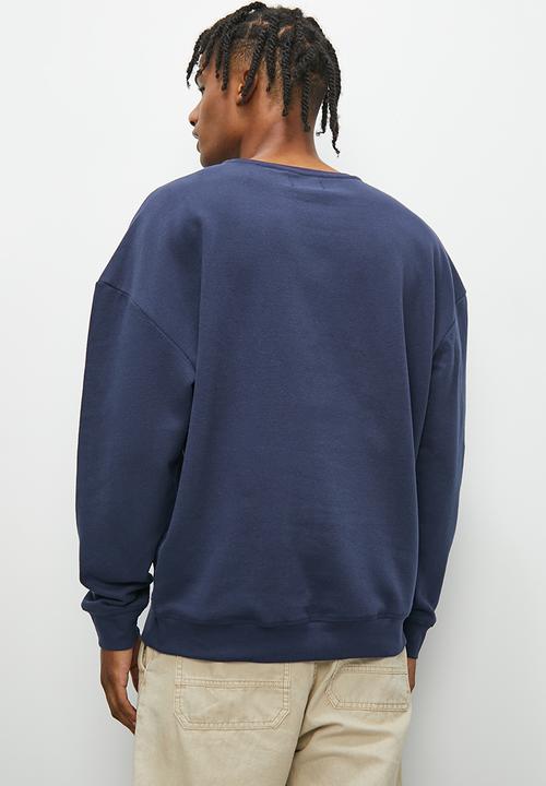 STYLE REPUBLIC - Flocked crew sweat top - navy