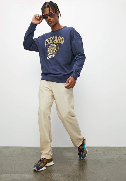 STYLE REPUBLIC - Flocked crew sweat top - navy
