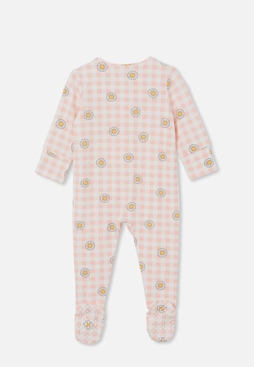 Cotton On - The long sleeve zip romper - pinky/daisy gingham