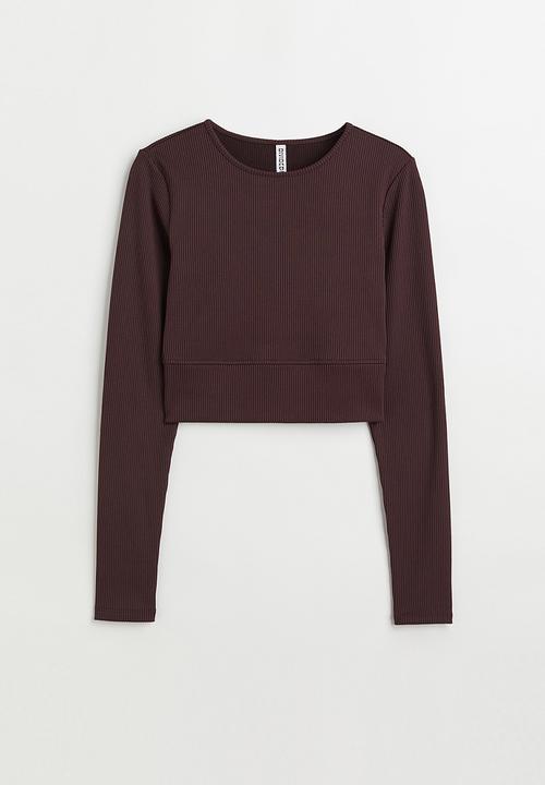 H&M - Ribbed cropped top - dark brown