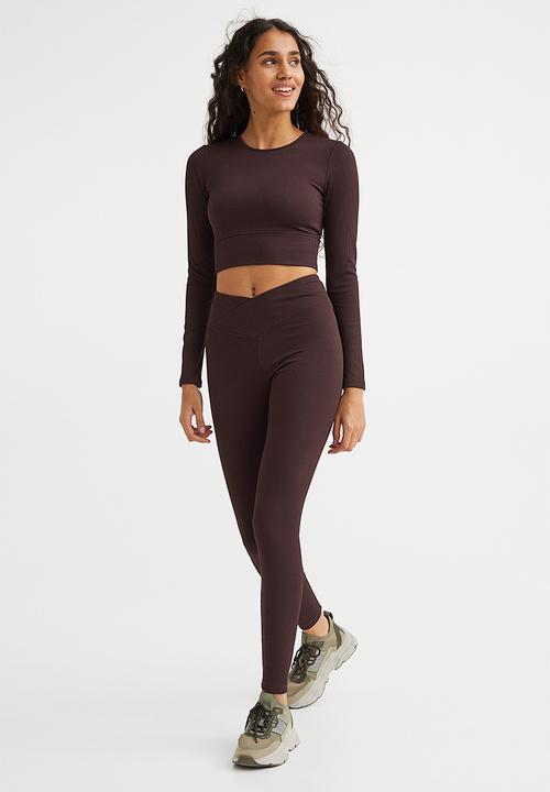 H&M - Ribbed cropped top - dark brown