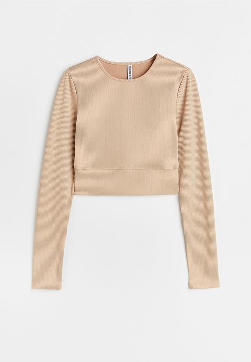 H&M - Ribbed cropped top - beige