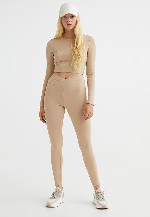 H&M - Ribbed cropped top - beige